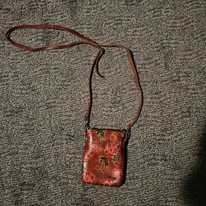 Tropical Floral Leather Crossbody Bag From Hawaii